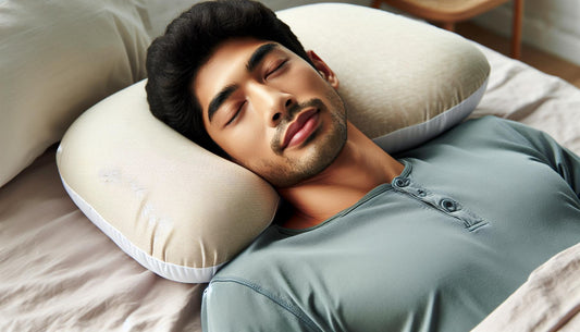 Man sleeping on a cervical pillow